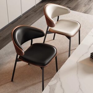Nordic designer leather and bentwood conference and guest chair for cafés and homes