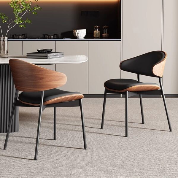 Nordic designer leather and bentwood conference and guest chair for cafés and homes