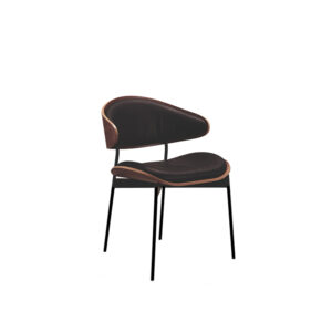 Nordic designer leather and bentwood conference and guest chair for cafés and homes