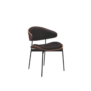 Nordic designer leather and bentwood conference and guest chair for cafés and homes