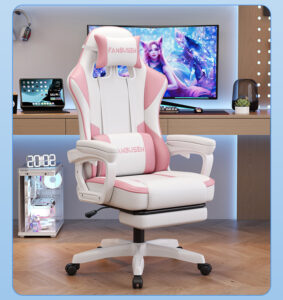 Ergonomic gaming chair with modern design for home streaming and long sitting

Image Title: