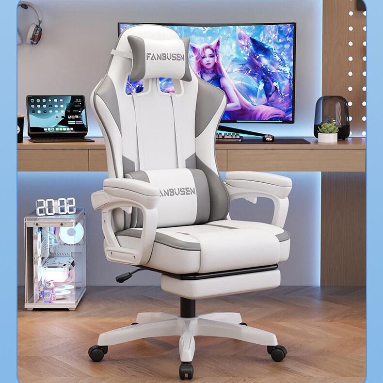 Ergonomic gaming chair with modern design for home streaming and long sitting Image Title: