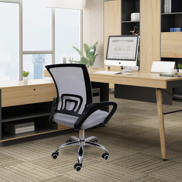 Minimalist mesh ergonomic chair for home office, dorm, or staff workspace