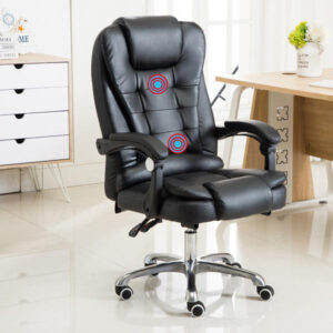  Luxury black high back leather office chair with massage function – executive swivel chair