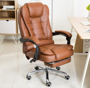  Luxury black high back leather office chair with massage function – executive swivel chair