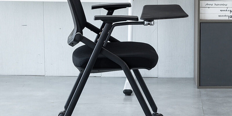 Folding training chair with writing desk for meetings and conferences