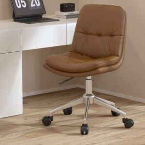 Stylish leather office chair for women – comfortable desk and makeup chair for bedroom