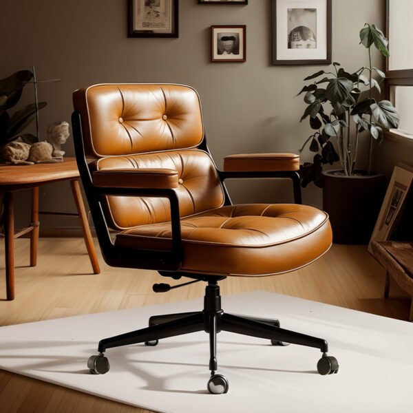 Leather office chair for home study, ergonomic and elegant