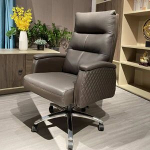 Luxury reclining executive office chair with thick cushioning and bonded leather upholstery