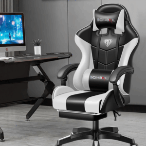  Luxury reclining executive office chair with thick cushioning and bonded leather upholstery