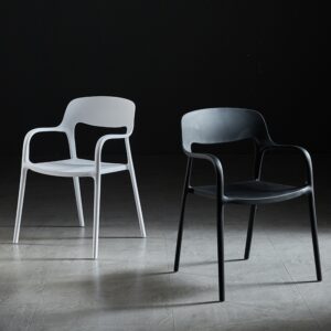 Scandinavian dining chair with armrests and backrest, modern design