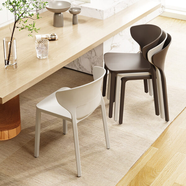Stacking plastic dining chair for home and office, ergonomic design